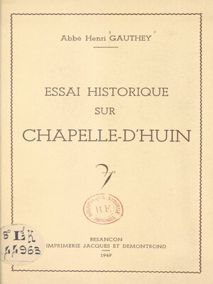 cover image of Essai historique sur Chapelle-d'Huin